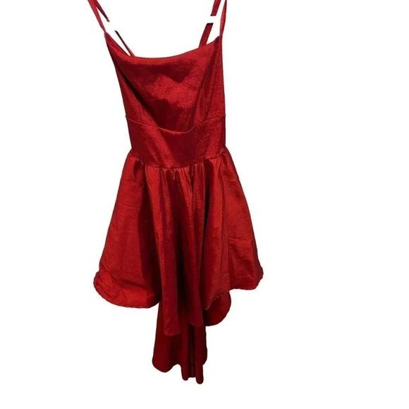 Windsor Women's Red Shanghai Strap Farrah High Low Taffeta Prom Dress Size Large - Picture 8 of 8